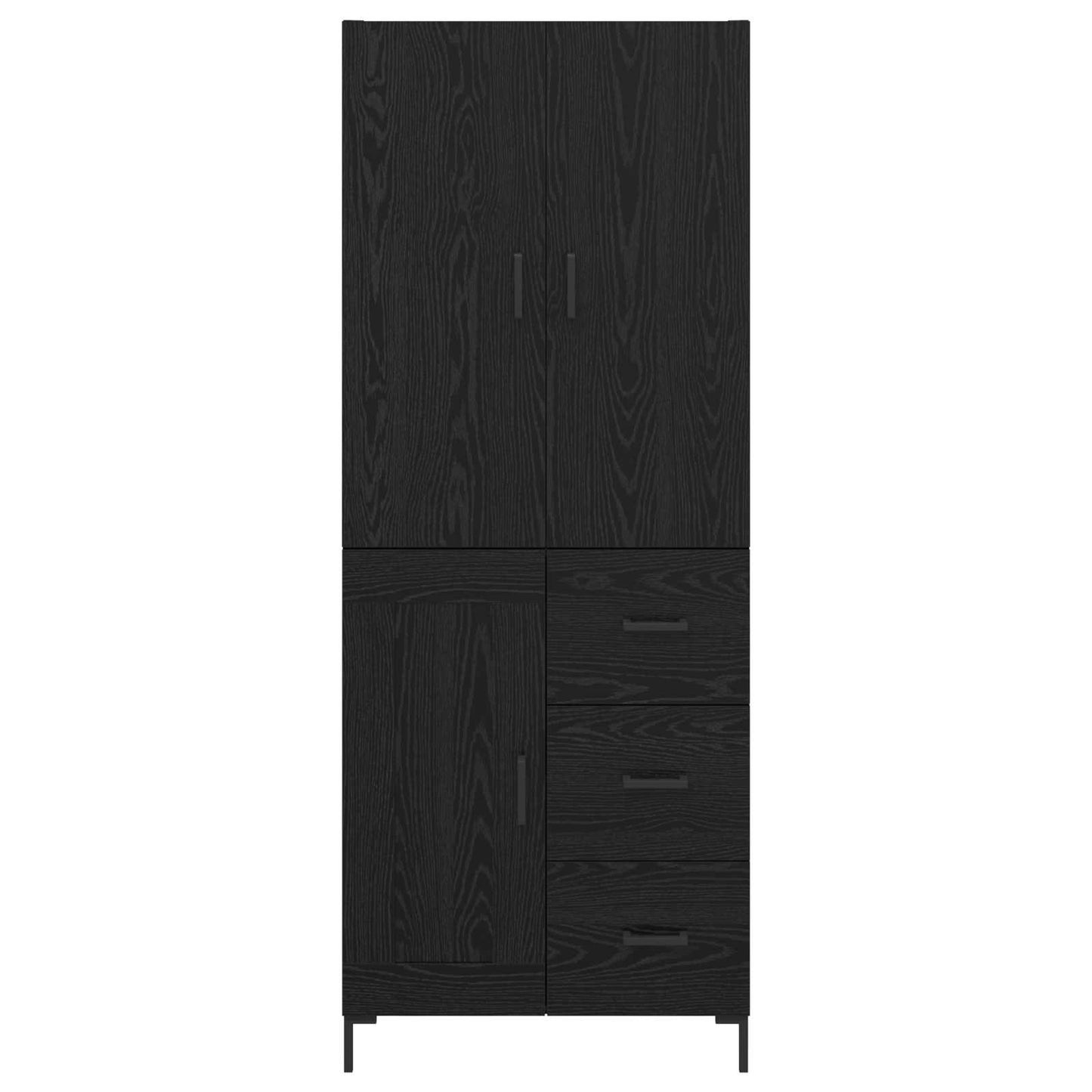 Highboard Schwarz Eichen-Optik 69,5 x 34 x 180 cm Holzwerkstoff