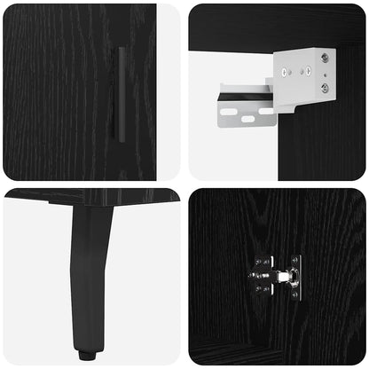 Highboard Schwarz Eichen-Optik 69,5 x 34 x 180 cm