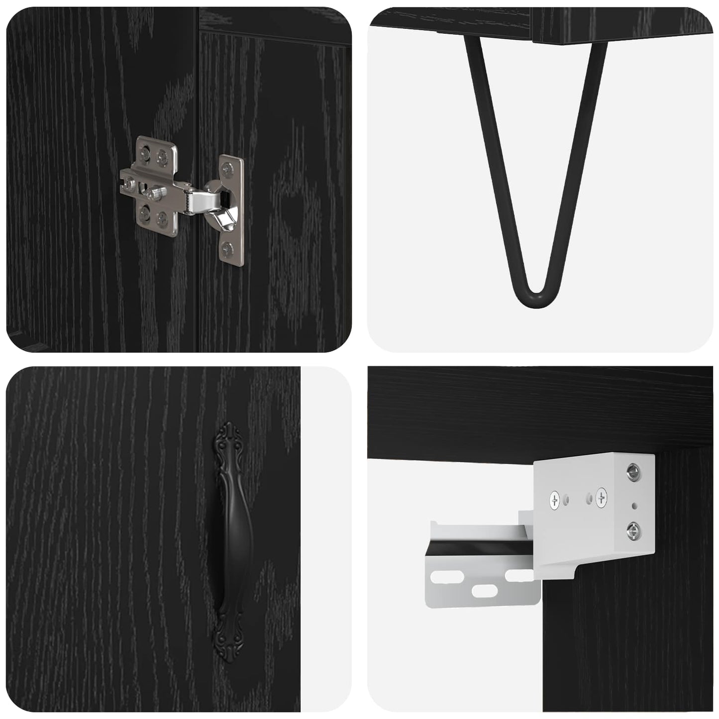 Highboard Schwarz Eichen-Optik 69,5 x 34 x 180 cm Holzwerkstoff