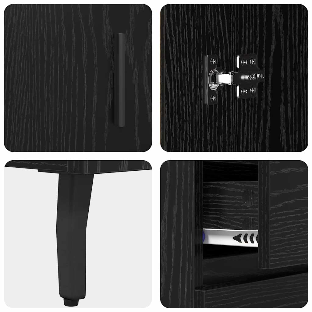 Highboard Schwarz Eichen-Optik 69,5 x 34 x 180 cm