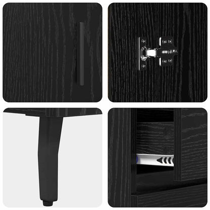 Highboard Schwarz Eichen-Optik 69,5 x 34 x 180 cm