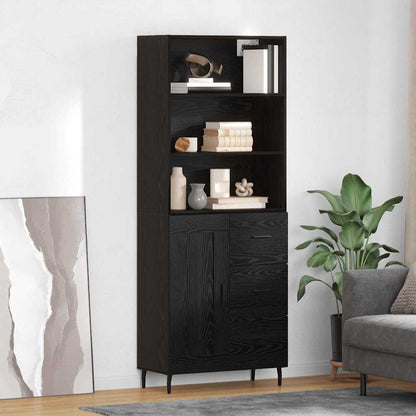 Highboard Schwarz Eichen-Optik 69,5 x 34 x 180 cm