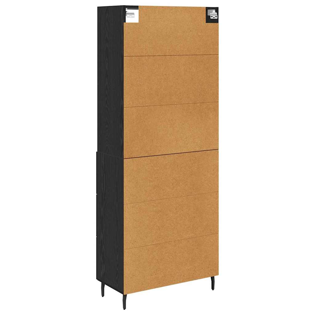 Highboard Schwarz Eichen-Optik 69,5 x 34 x 180 cm