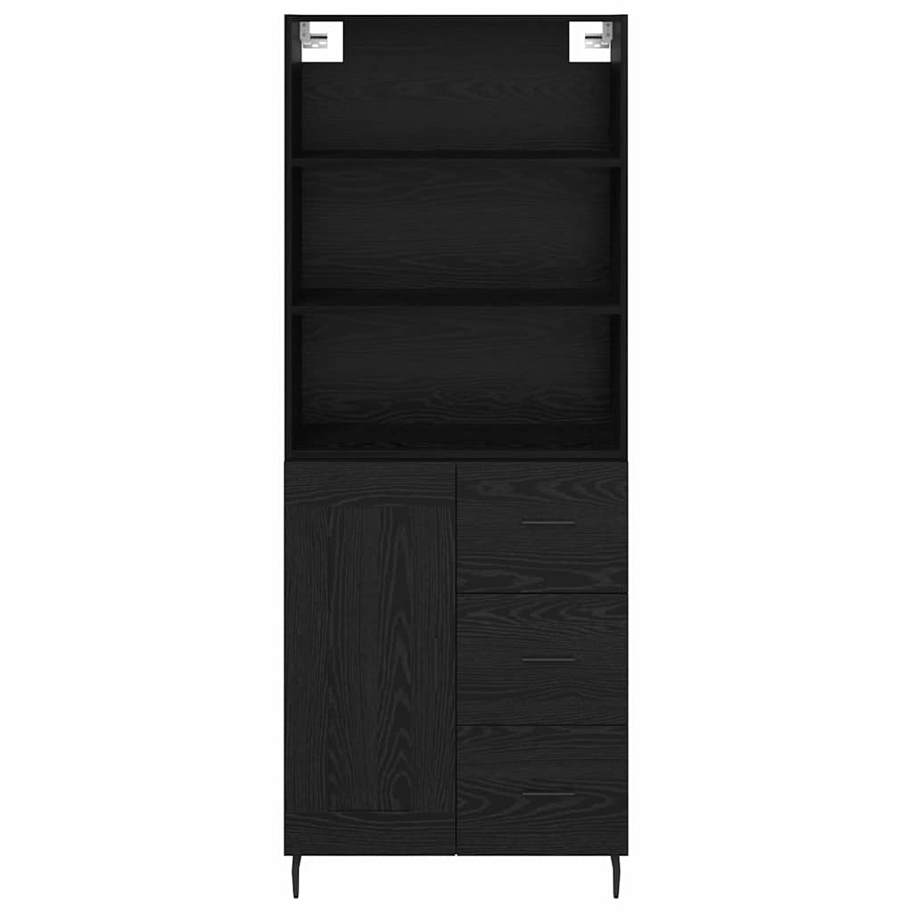 Highboard Schwarz Eichen-Optik 69,5 x 34 x 180 cm