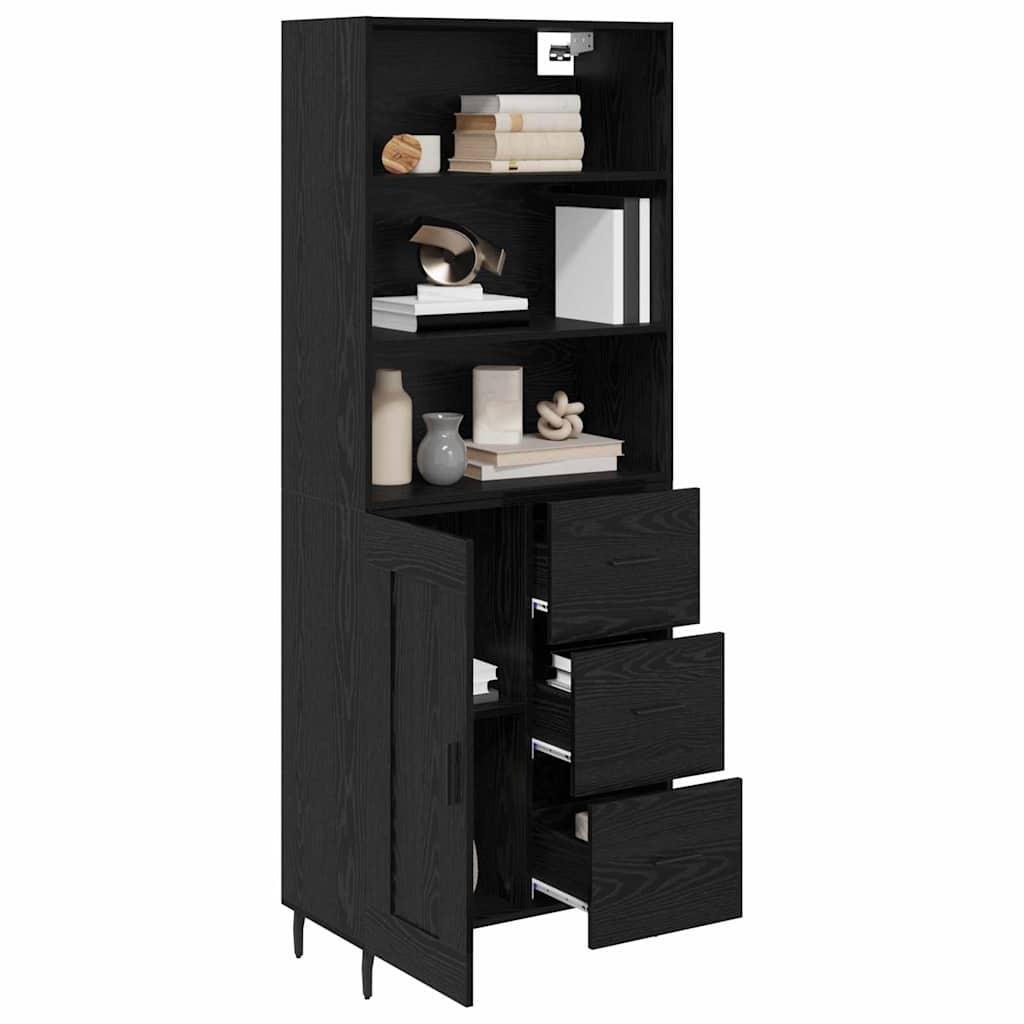 Highboard Schwarz Eichen-Optik 69,5 x 34 x 180 cm