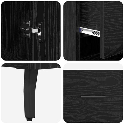 Highboard Schwarz Eichen-Optik 34,5 x 34 x 180 cm Holzwerkstoff