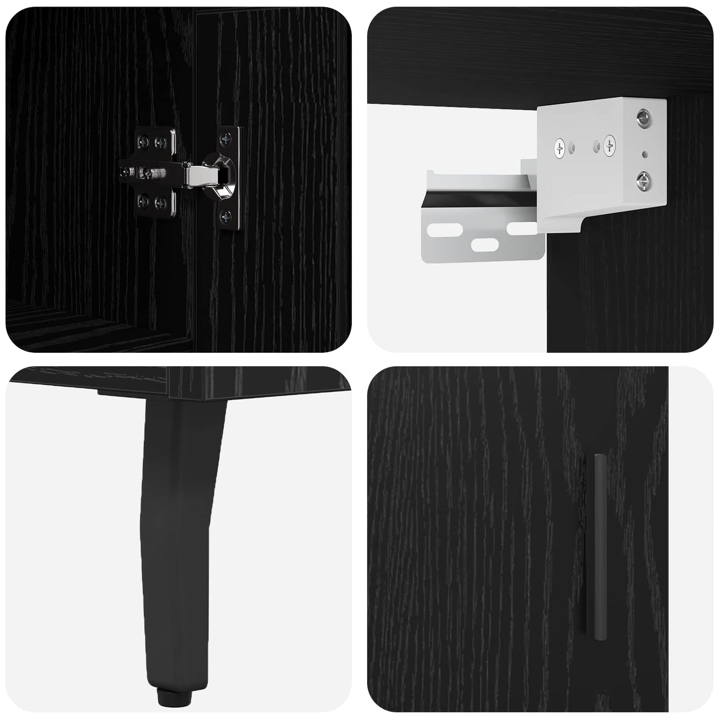 Highboard Schwarz Eichen-Optik 69,5 x 34 x 180 cm