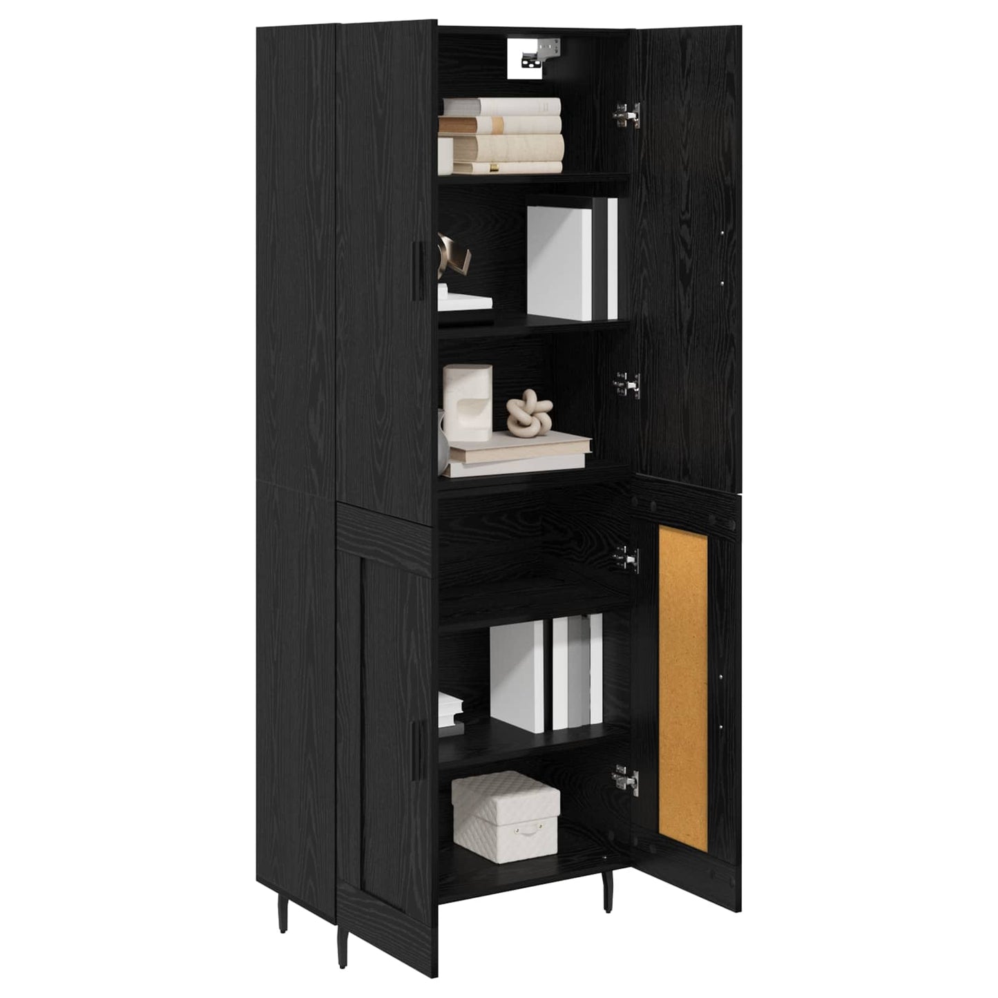 Highboard Schwarz Eichen-Optik 69,5 x 34 x 180 cm