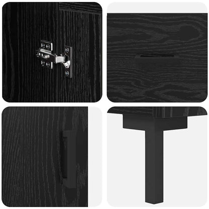 Highboard Schwarz Eichen-Optik 34,5 x 34 x 180 cm Holzwerkstoff