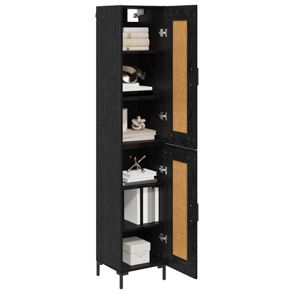 Highboard Schwarz Eichen-Optik 34,5 x 34 x 180 cm Holzwerkstoff