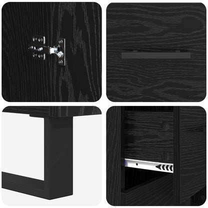 Highboard 2 pcs Schwarz Eichen-Optik Engineered Wood und Glas