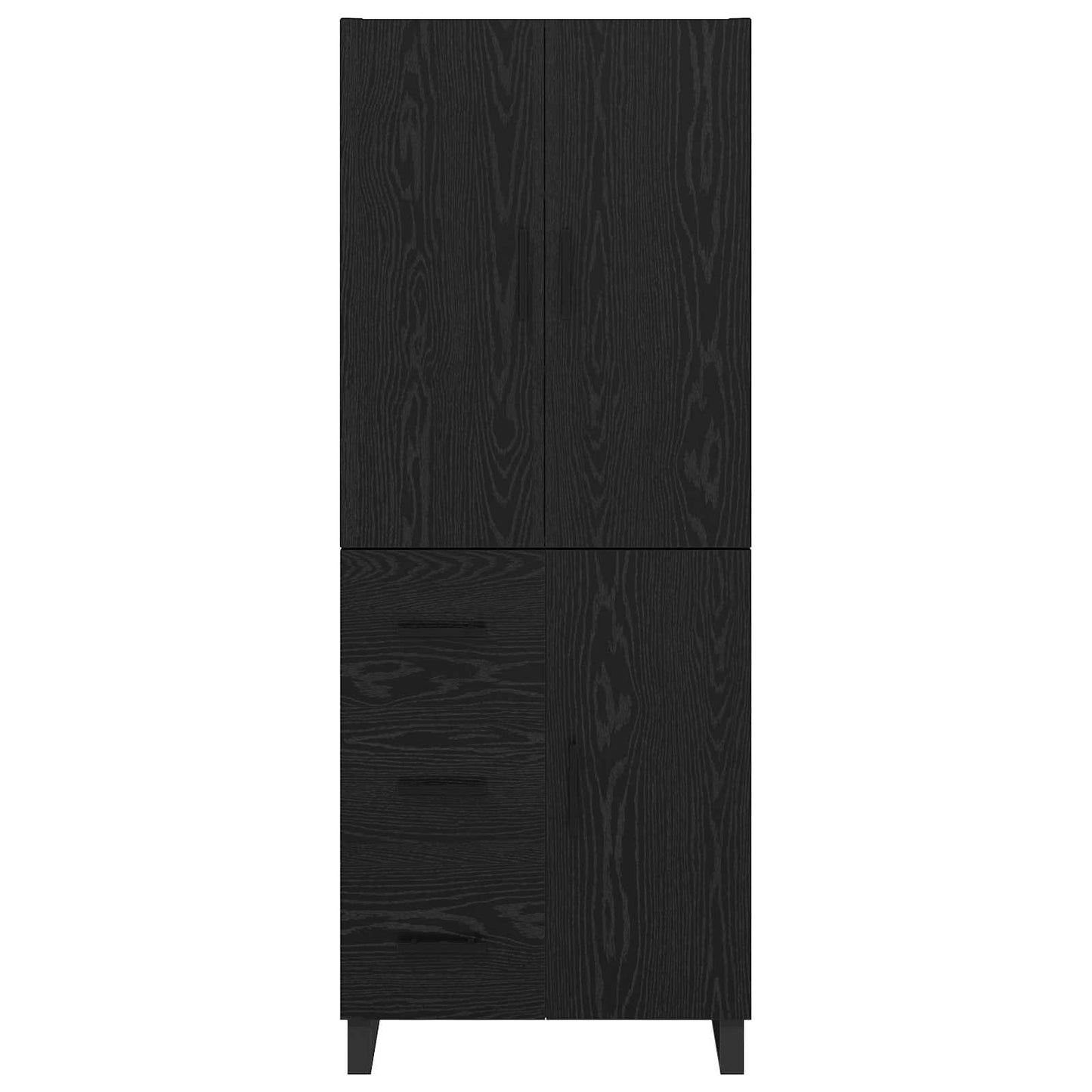 Highboard 2 pcs Schwarz Eichen-Optik Engineered Wood und Glas
