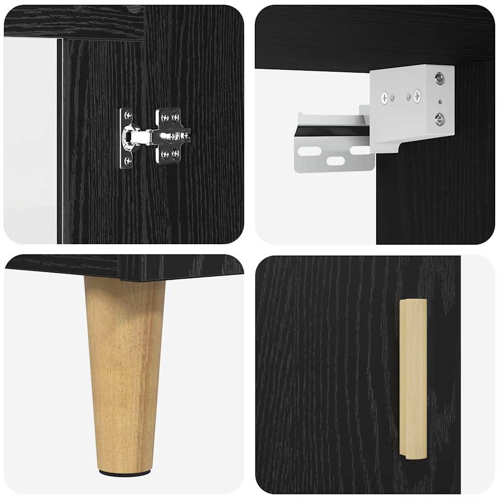 Highboard Schwarz Eichen-Optik 69,5 x 34 x 180 cm