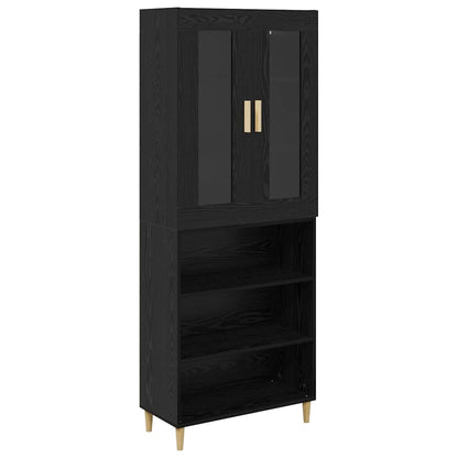 Highboard Schwarz Eichen-Optik 69,5 x 34 x 180 cm