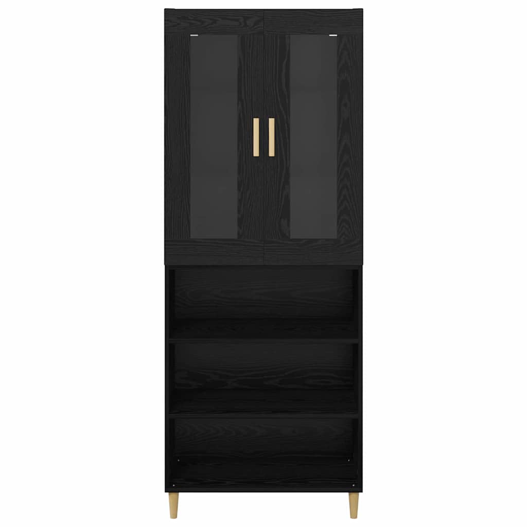 Highboard Schwarz Eichen-Optik 69,5 x 34 x 180 cm