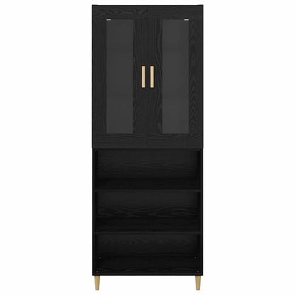 Highboard Schwarz Eichen-Optik 69,5 x 34 x 180 cm