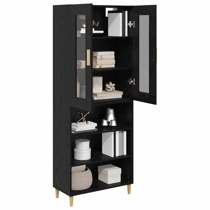 Highboard Schwarz Eichen-Optik 69,5 x 34 x 180 cm