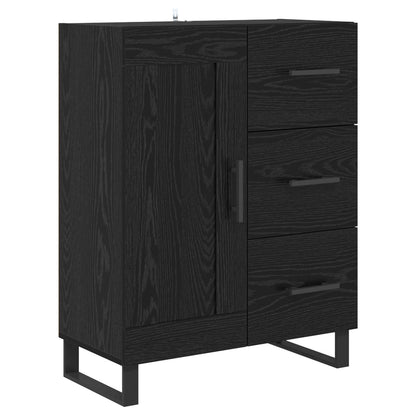 Highboard 2 pcs Schwarz Eichen-Optik Engineered Wood und Glas