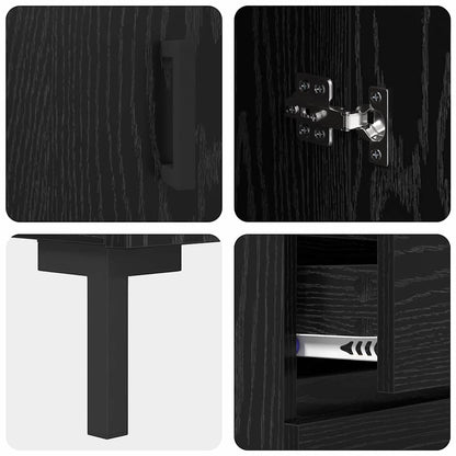 Highboard 2 pcs Schwarz Eichen-Optik Holzwerkstoff