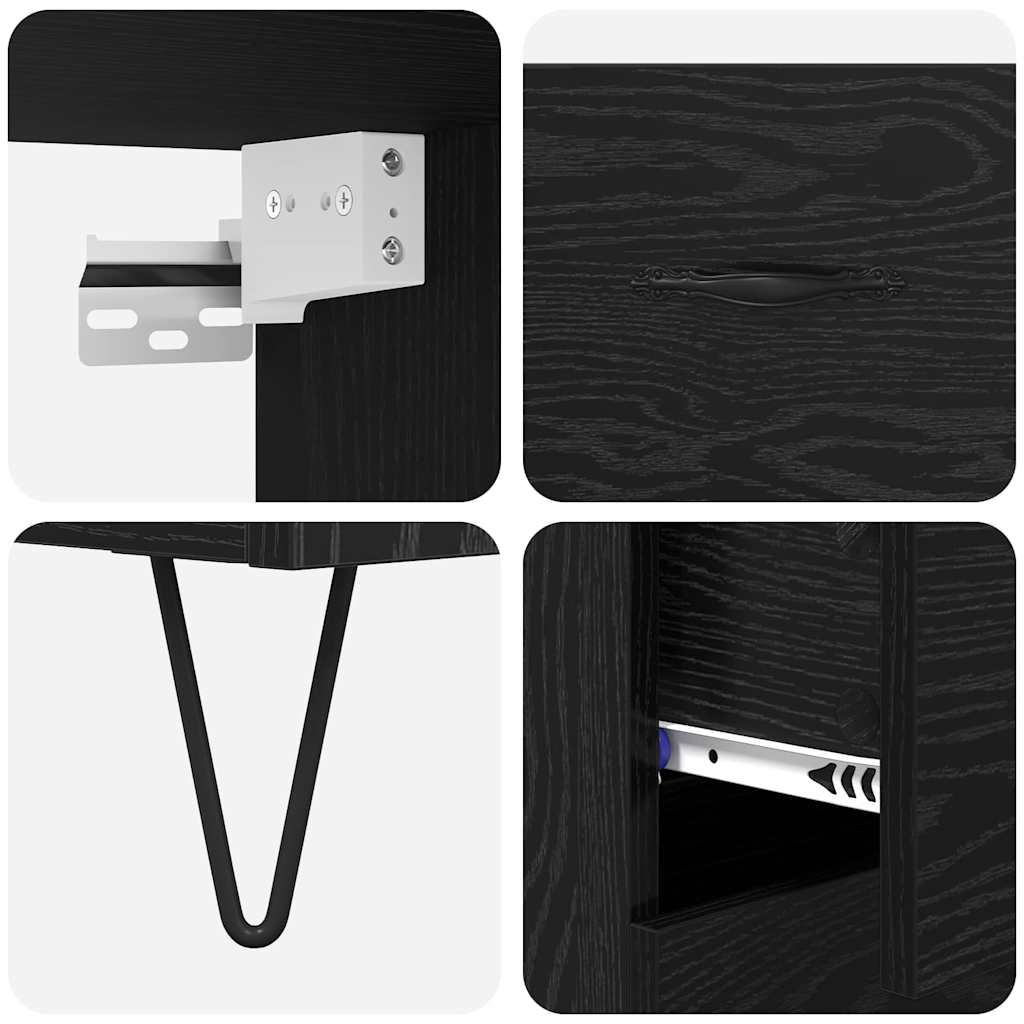 Highboard Schwarz Eichen-Optik 69,5 x 34 x 180 cm Holzwerkstoff