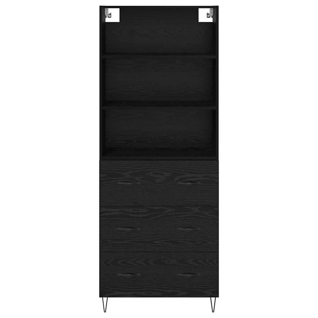Highboard Schwarz Eichen-Optik 69,5 x 34 x 180 cm Holzwerkstoff