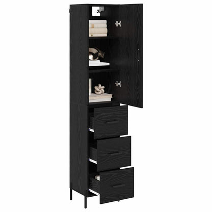 Highboard Schwarz Eichen-Optik 34,5 x 34 x 180 cm Holzwerkstoff
