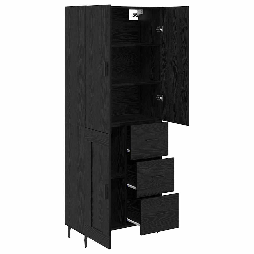 Highboard Schwarz Eichen-Optik 69,5 x 34 x 180 cm