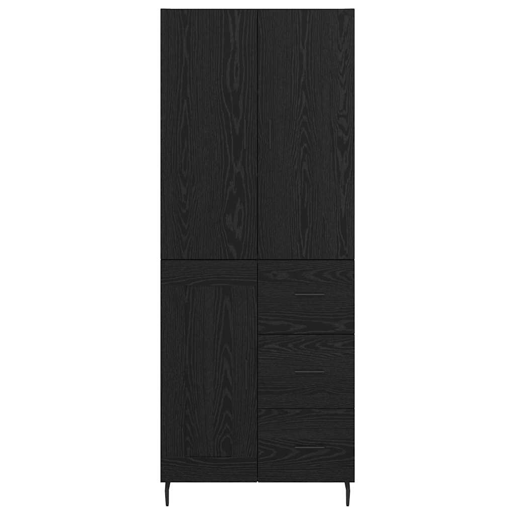 Highboard Schwarz Eichen-Optik 69,5 x 34 x 180 cm