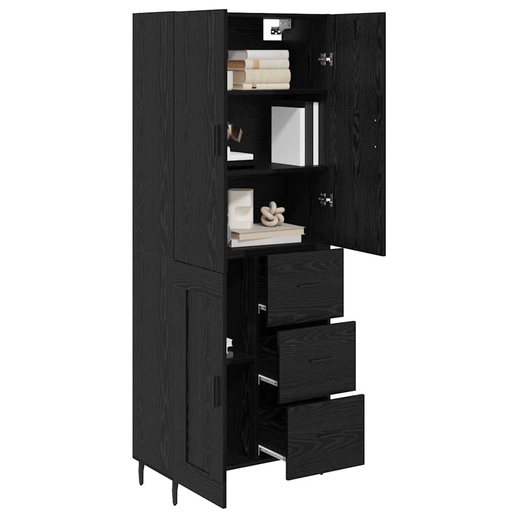 Highboard Schwarz Eichen-Optik 69,5 x 34 x 180 cm