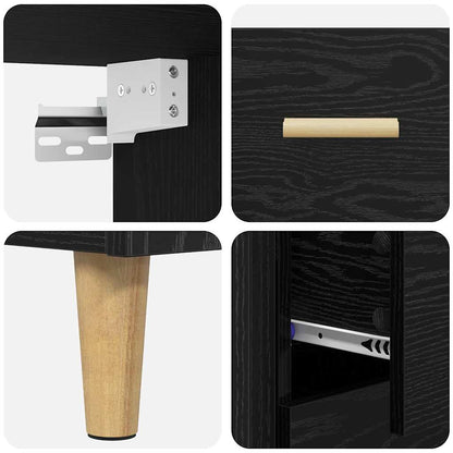 Highboard Schwarz Eichen-Optik 69,5 x 34 x 180 cm Holzwerkstoff