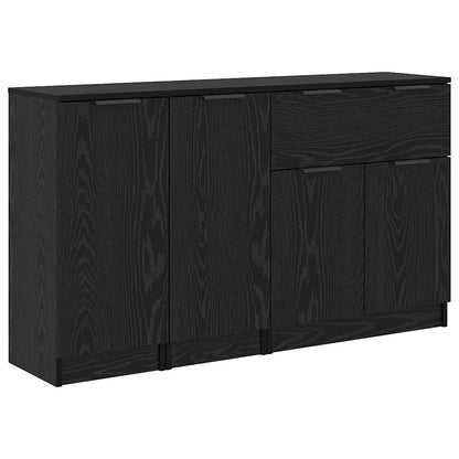 Sideboard 3 pcs Schwarz Eichen-Optik Holzwerkstoff