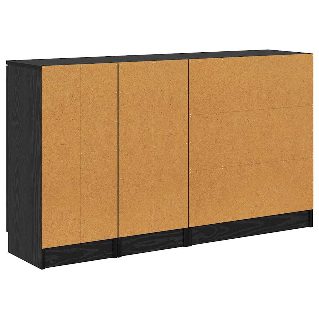 Sideboard 3 pcs Schwarz Eichen-Optik Holzwerkstoff