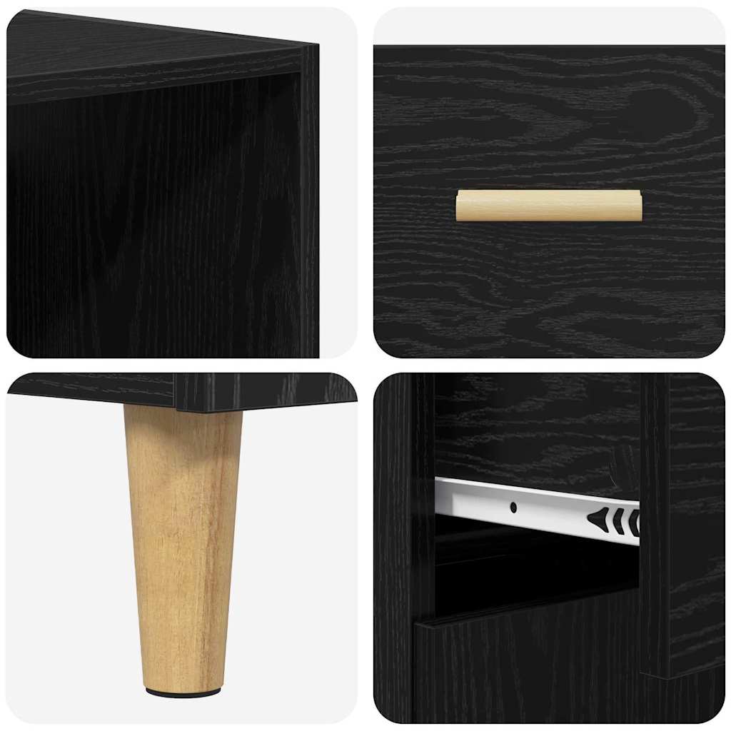 Highboard Schwarz Eichen-Optik 69,5 x 34 x 180 cm Holzwerkstoff