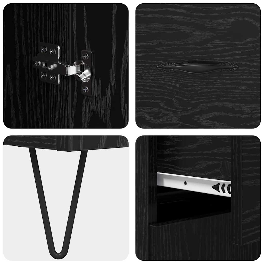 Highboard Schwarz Eichen-Optik 69,5 x 34 x 180 cm Holzwerkstoff