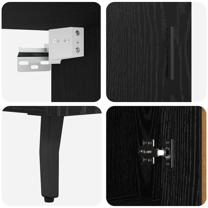 Highboard 2 pcs Schwarz Eichen-Optik Engineered Wood und Glas