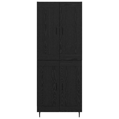 Highboard 2 pcs Schwarz Eichen-Optik Engineered Wood und Glas
