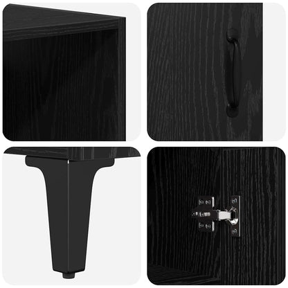 Highboard Schwarz Eichen-Optik 69,5 x 34 x 180 cm Holzwerkstoff