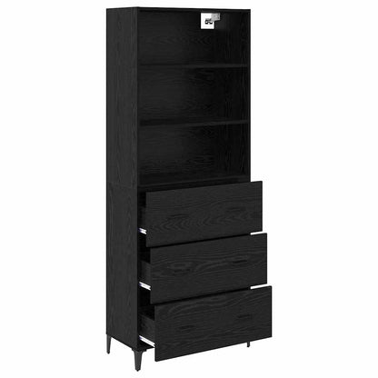 Highboard Schwarz Eichen-Optik 69,5 x 34 x 180 cm Holzwerkstoff