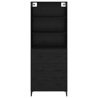 Highboard Schwarz Eichen-Optik 69,5 x 34 x 180 cm Holzwerkstoff