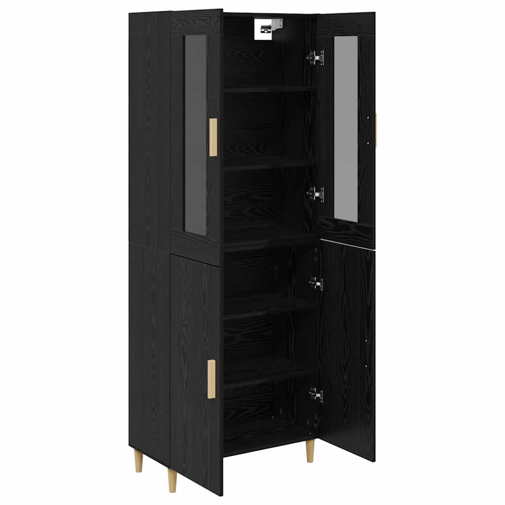 Highboard Schwarz Eichen-Optik 69,5 x 34 x 180 cm