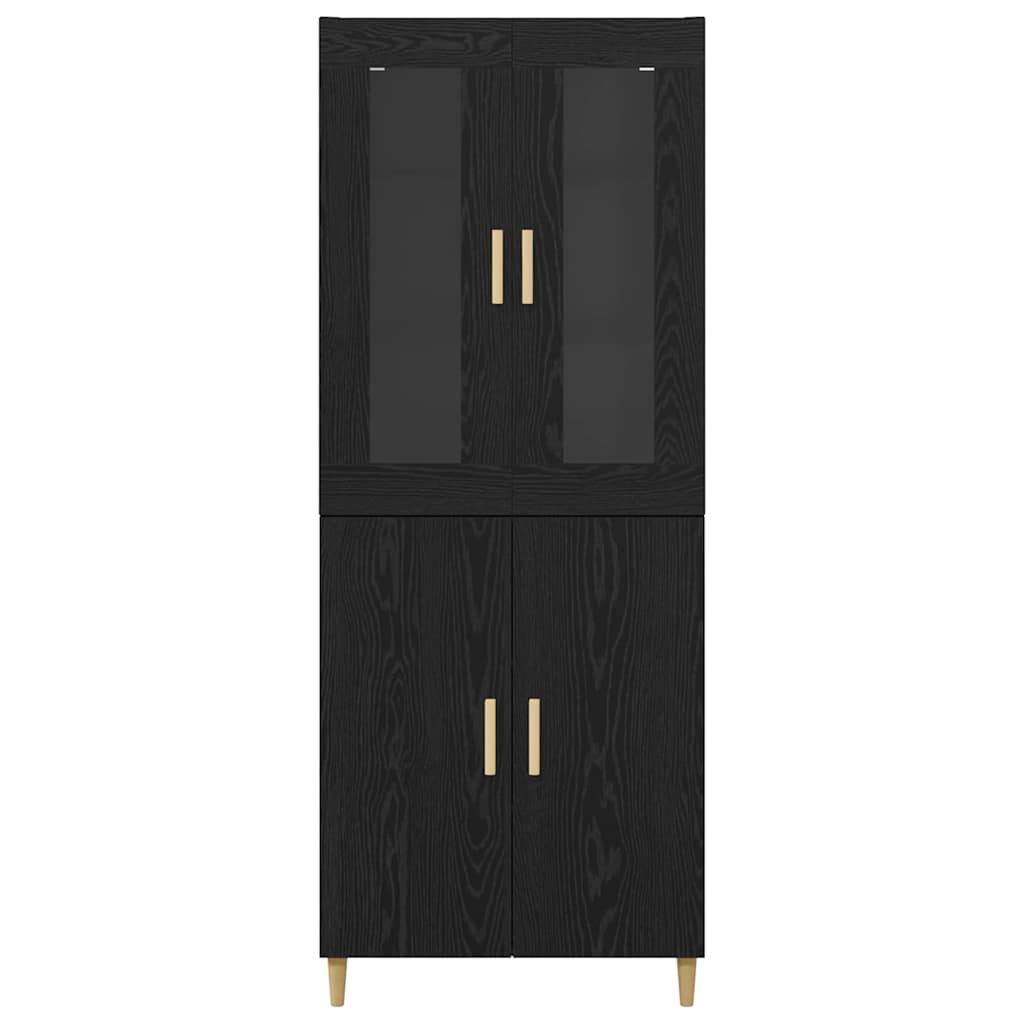 Highboard Schwarz Eichen-Optik 69,5 x 34 x 180 cm