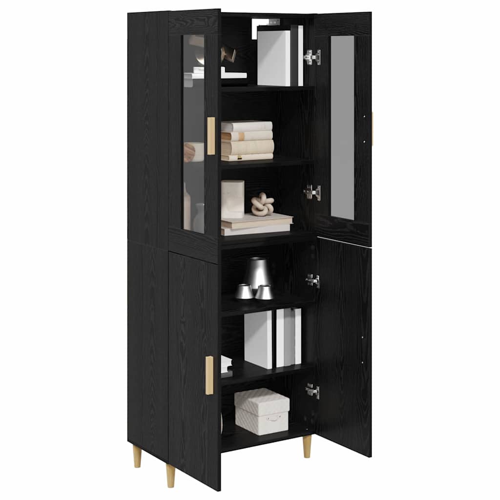Highboard Schwarz Eichen-Optik 69,5 x 34 x 180 cm