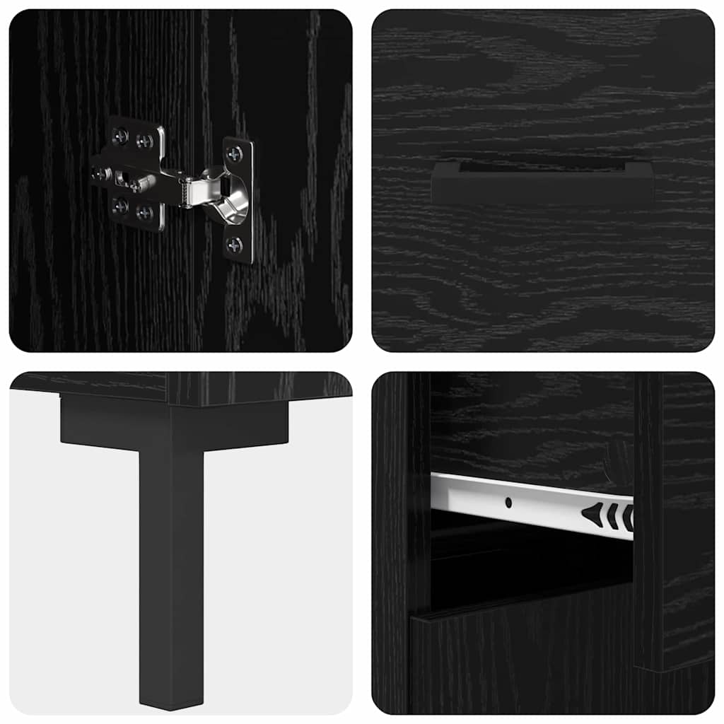 Highboard 2 pcs Schwarz Eichen-Optik Holzwerkstoff