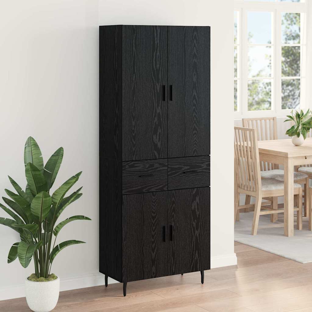 Highboard Schwarz Eichen-Optik 69,5 x 34 x 180 cm