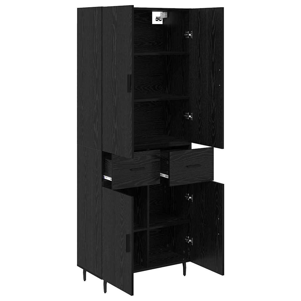 Highboard Schwarz Eichen-Optik 69,5 x 34 x 180 cm