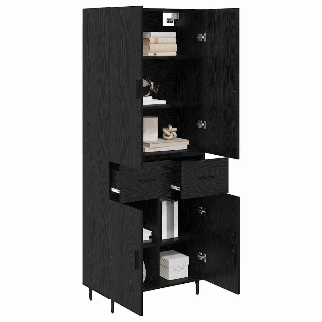 Highboard Schwarz Eichen-Optik 69,5 x 34 x 180 cm