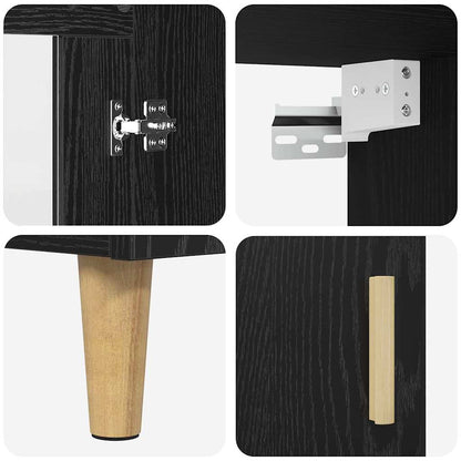 Highboard Schwarz Eichen-Optik 69,5 x 34 x 180 cm Holzwerkstoff