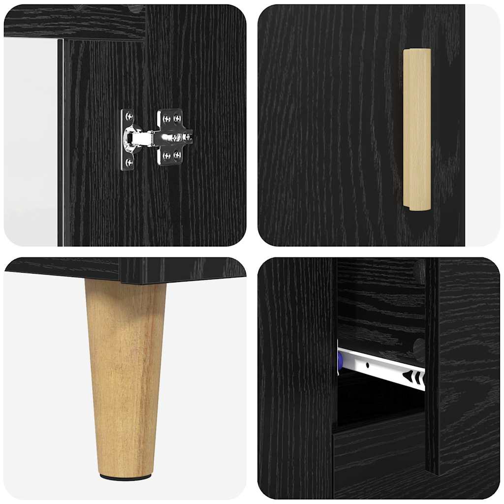 Highboard Schwarz Eichen-Optik 69,5 x 34 x 180 cm Holzwerkstoff