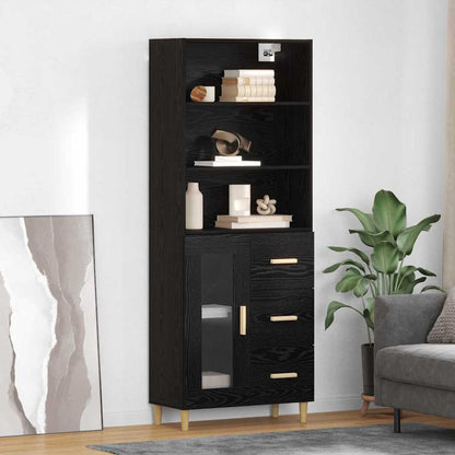 Highboard Schwarz Eichen-Optik 69,5 x 34 x 180 cm Holzwerkstoff
