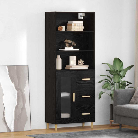 Highboard Schwarz Eichen-Optik 69,5 x 34 x 180 cm Holzwerkstoff